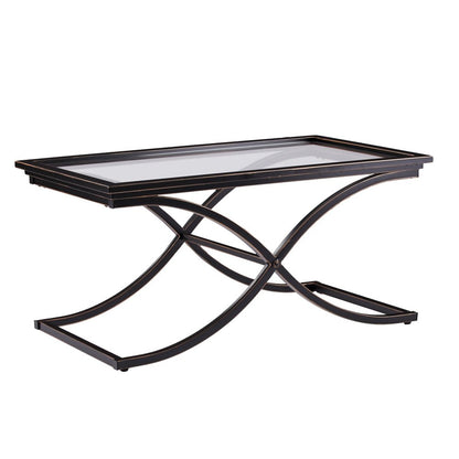42" Black Glass And Metal Rectangular Coffee Table HomeRoots