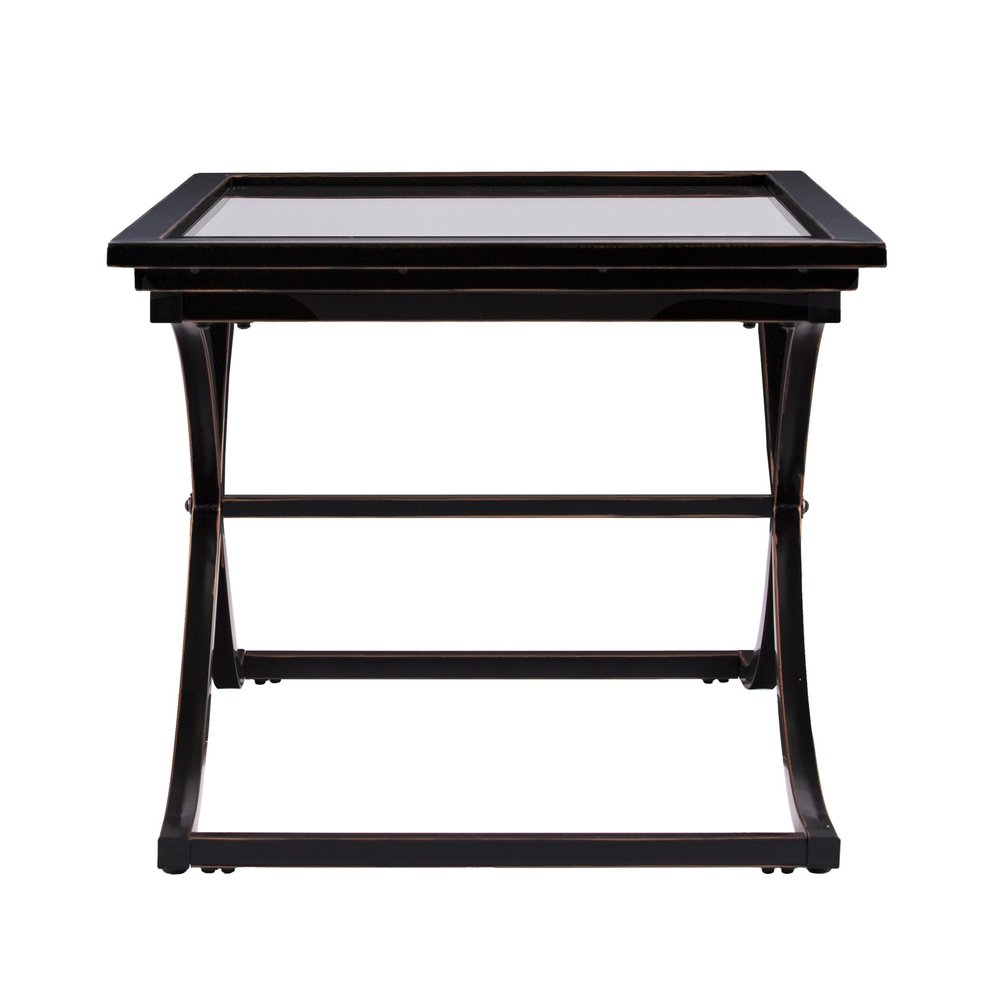 42" Black Glass And Metal Rectangular Coffee Table HomeRoots