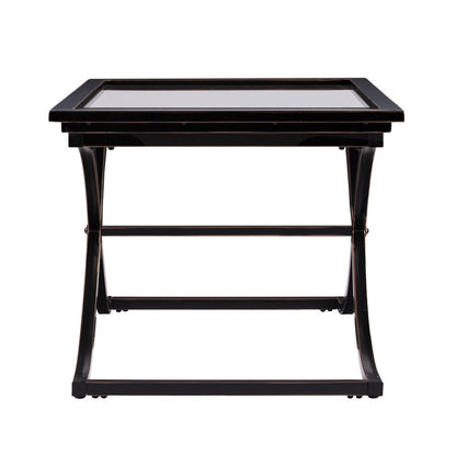 42" Black Glass And Metal Rectangular Coffee Table HomeRoots