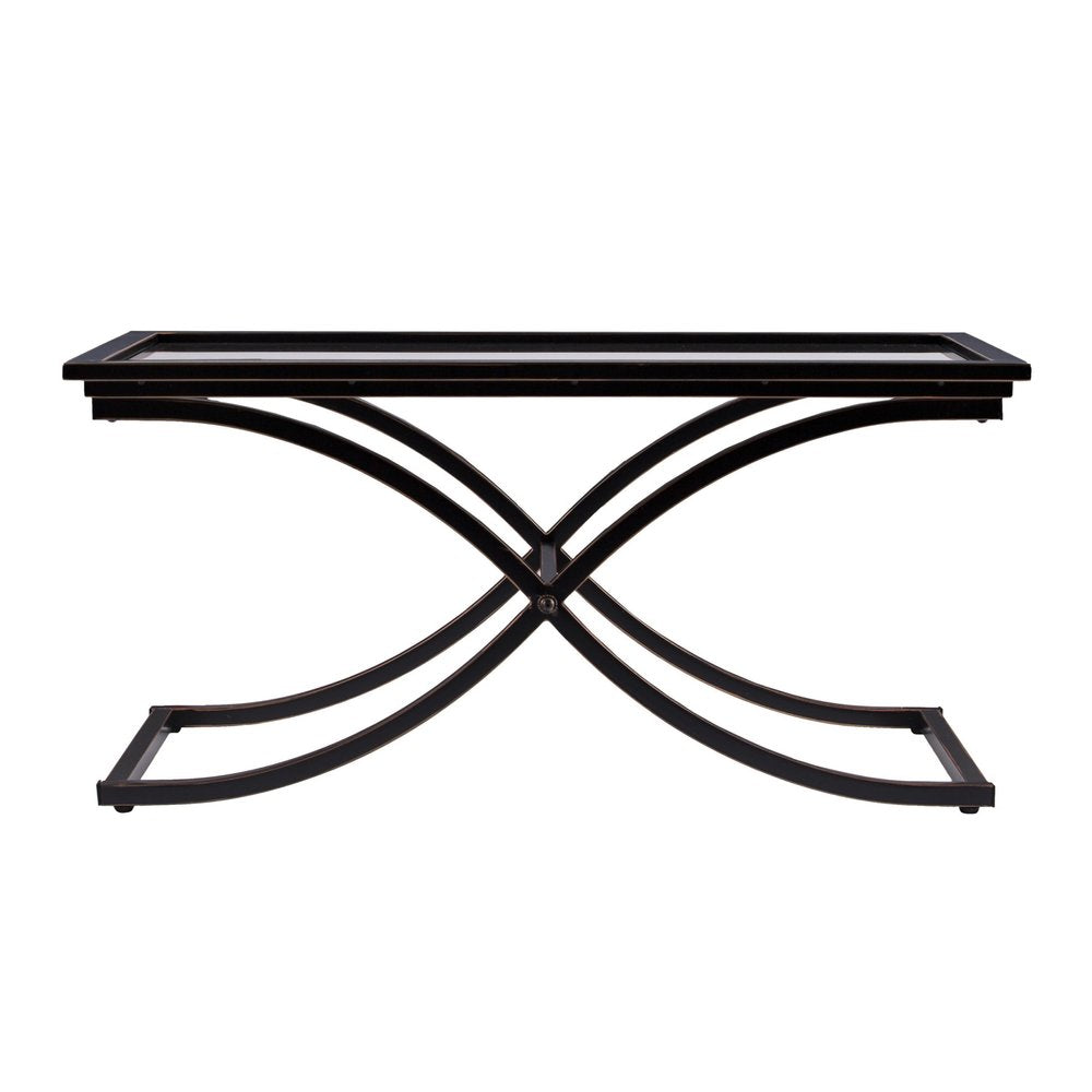 42" Black Glass And Metal Rectangular Coffee Table HomeRoots