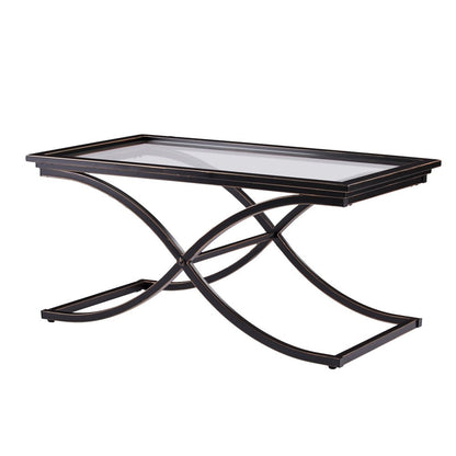 42" Black Glass And Metal Rectangular Coffee Table HomeRoots
