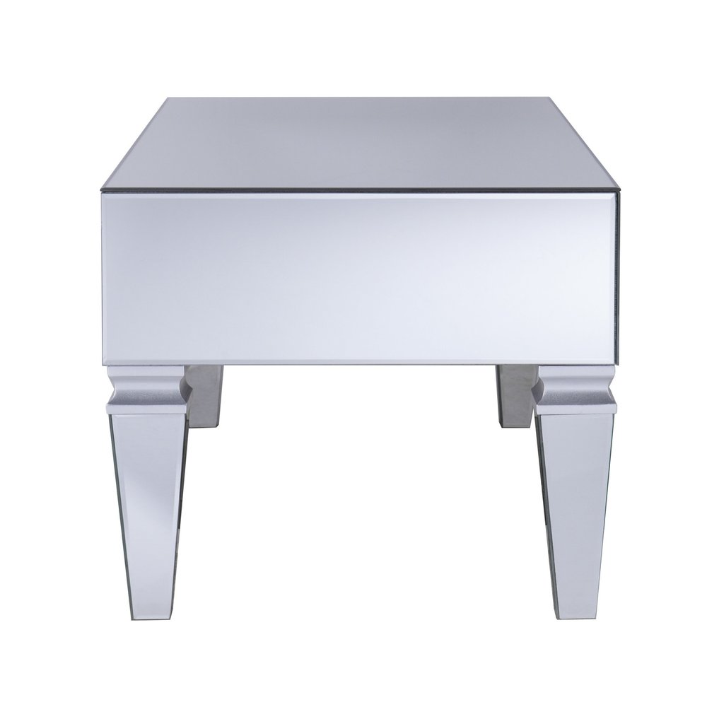 41" Silver Glass With Iron Mirrored Coffee Table HomeRoots