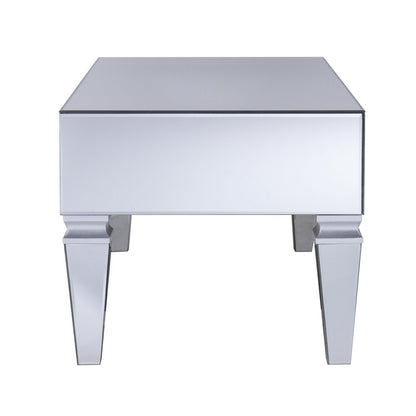 41" Silver Glass With Iron Mirrored Coffee Table HomeRoots