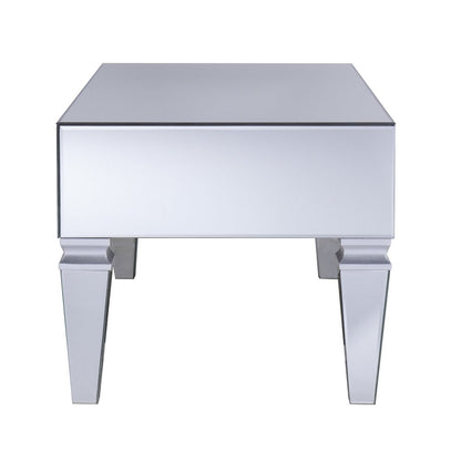 41" Silver Glass With Iron Mirrored Coffee Table HomeRoots
