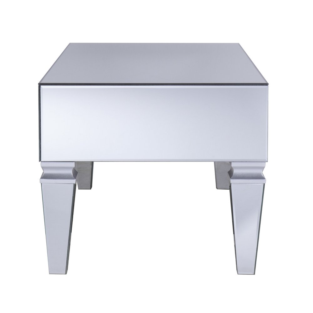 41" Silver Glass With Iron Mirrored Coffee Table HomeRoots