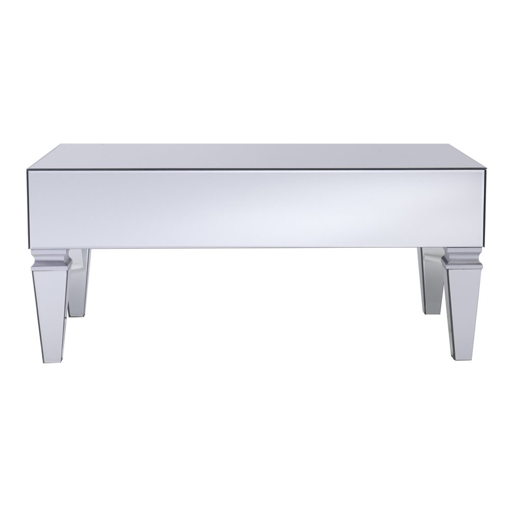 41" Silver Glass With Iron Mirrored Coffee Table HomeRoots