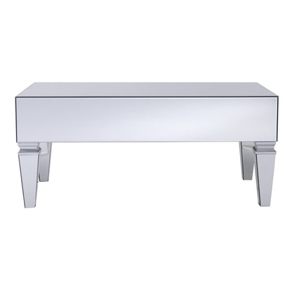 41" Silver Glass With Iron Mirrored Coffee Table HomeRoots