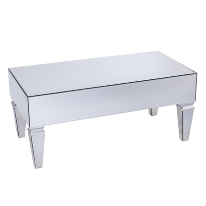 41" Silver Glass With Iron Mirrored Coffee Table HomeRoots