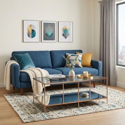 42" Clear And Gold Glass And Metal Coffee Table HomeRoots