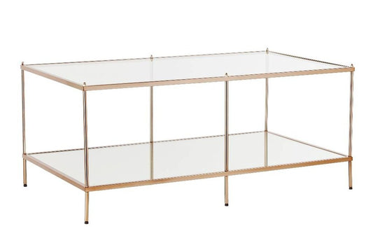 42" Clear And Gold Glass And Metal Coffee Table HomeRoots