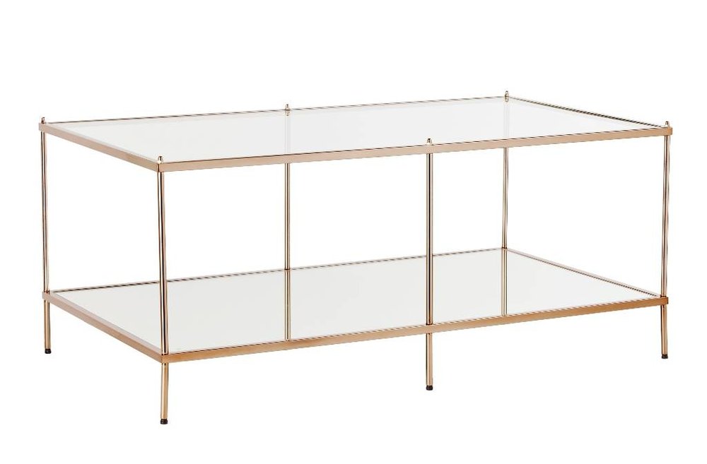 42" Clear And Gold Glass And Metal Coffee Table HomeRoots