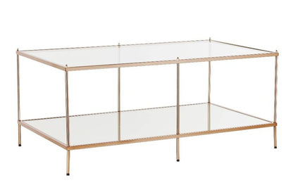 42" Clear And Gold Glass And Metal Coffee Table HomeRoots