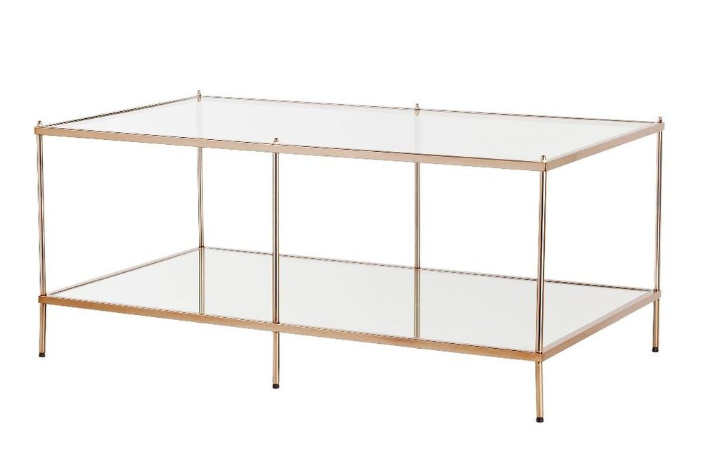 42" Clear And Gold Glass And Metal Coffee Table HomeRoots