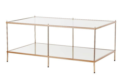 42" Clear And Gold Glass And Metal Coffee Table HomeRoots