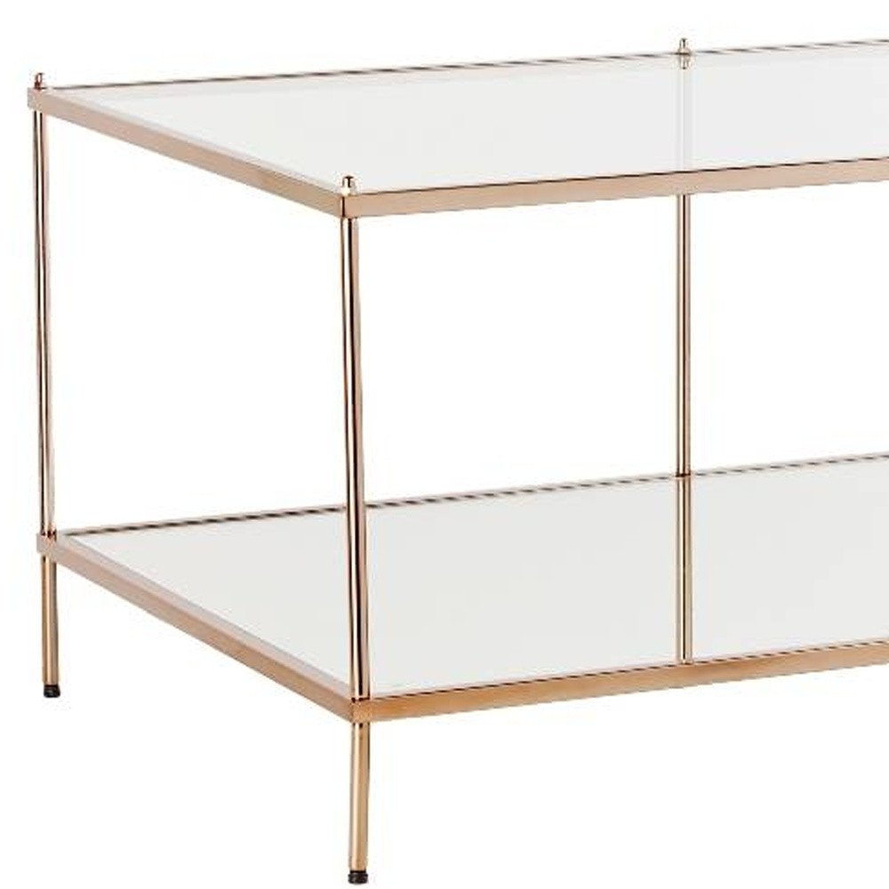 42" Clear And Gold Glass And Metal Coffee Table HomeRoots