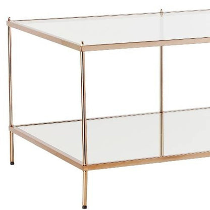 42" Clear And Gold Glass And Metal Coffee Table HomeRoots