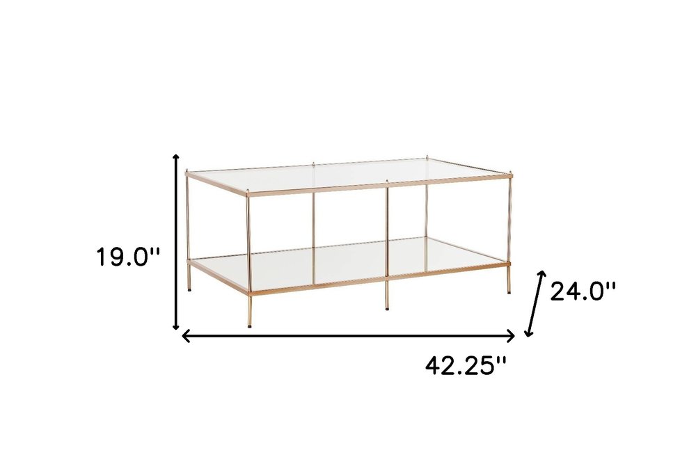 42" Clear And Gold Glass And Metal Coffee Table HomeRoots