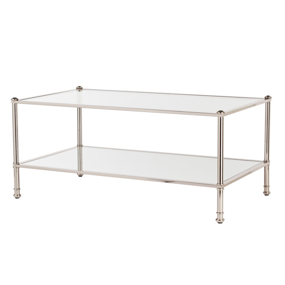 43" Silver Mirrored And Metal Rectangular Mirrored Coffee Table — view 2