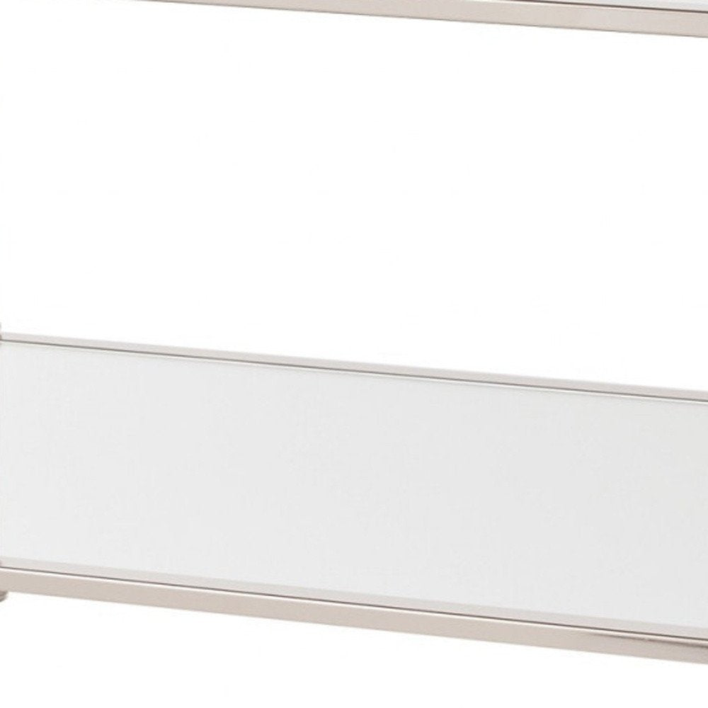43" Silver Mirrored And Metal Rectangular Mirrored Coffee Table HomeRoots