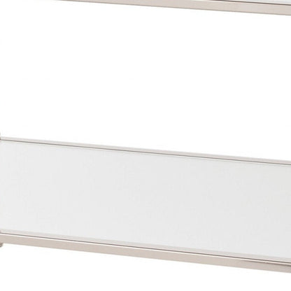 43" Silver Mirrored And Metal Rectangular Mirrored Coffee Table HomeRoots