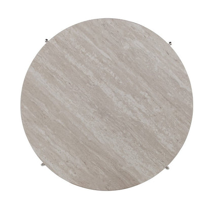 33" Chrome Faux Marble And Metal Round Coffee Table HomeRoots