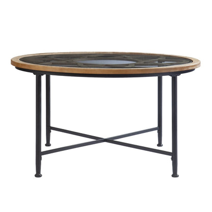 33" Floral Design Glass Top Round Coffee Table HomeRoots