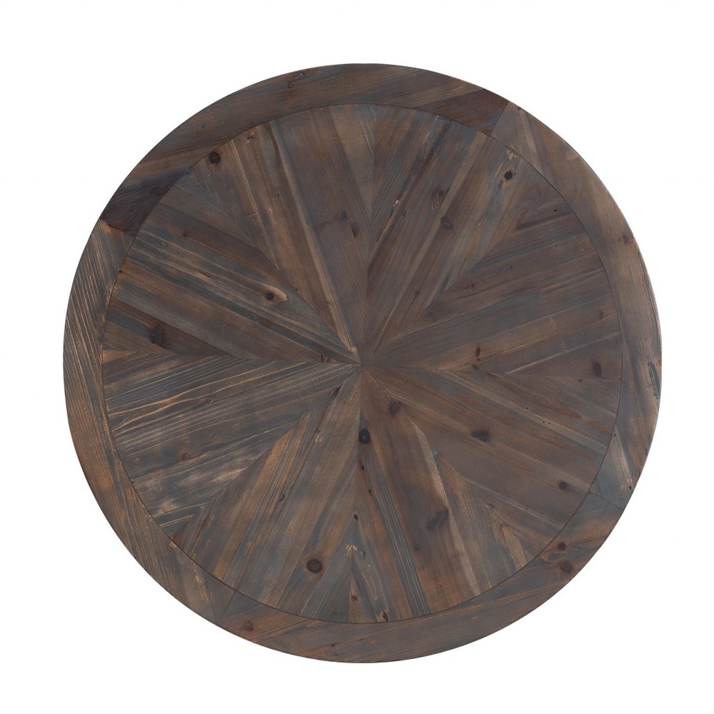 36" Natural And Brown Reclaimed Wood And Metal Round Coffee Table HomeRoots