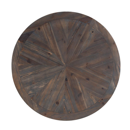 36" Natural And Brown Reclaimed Wood And Metal Round Coffee Table HomeRoots
