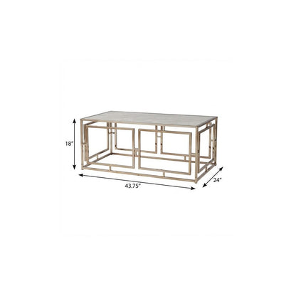 44" Champagne Glass And Metal Rectangular Coffee Table HomeRoots