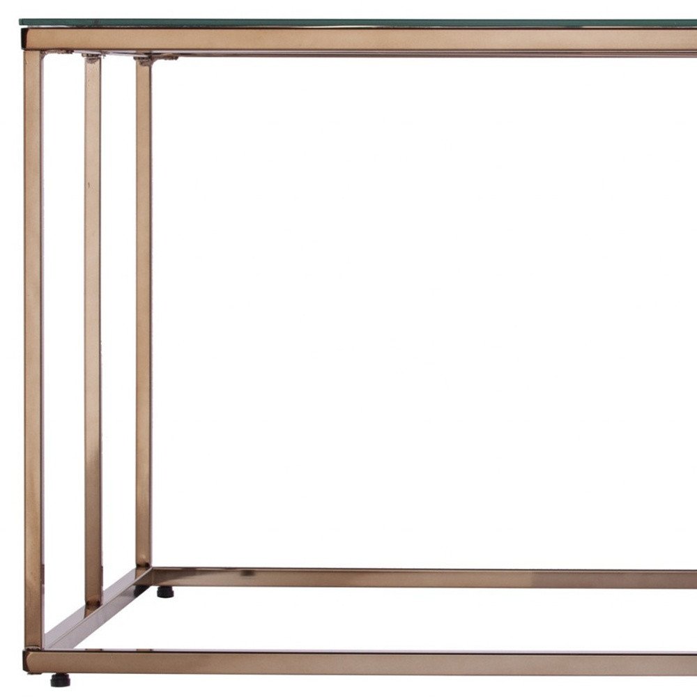 42" Clear and Champagne Glass and Metal Coffee Table HomeRoots