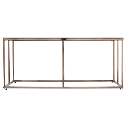 42" Champagne Glass And Metal Geometric Coffee Table