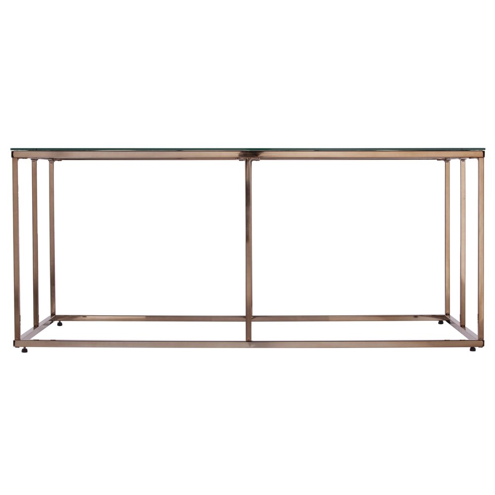 42" Clear and Champagne Glass and Metal Coffee Table HomeRoots