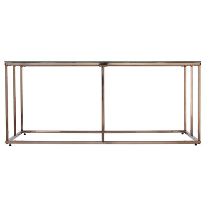 42" Clear and Champagne Glass and Metal Coffee Table HomeRoots