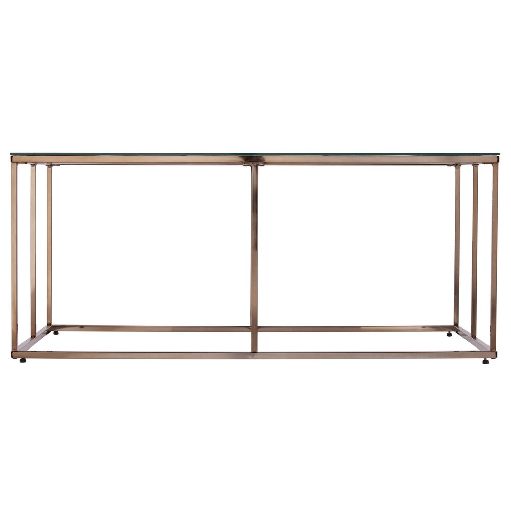 42" Clear and Champagne Glass and Metal Coffee Table HomeRoots