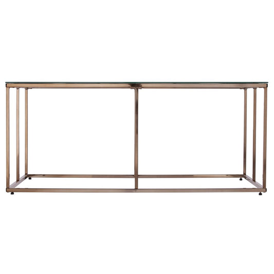 42" Clear and Champagne Glass and Metal Coffee Table HomeRoots