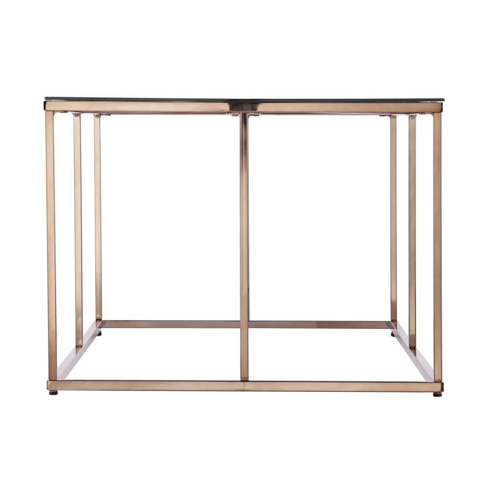 42" Clear and Champagne Glass and Metal Coffee Table HomeRoots