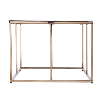 42" Clear and Champagne Glass and Metal Coffee Table HomeRoots
