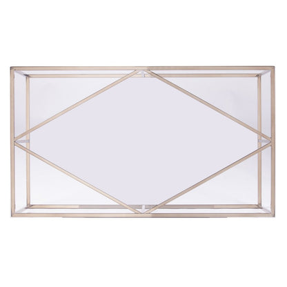 42" Clear and Champagne Glass and Metal Coffee Table HomeRoots