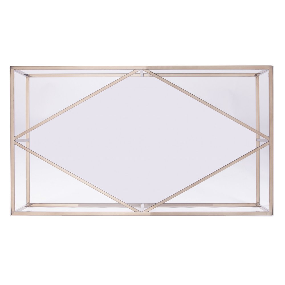 42" Clear and Champagne Glass and Metal Coffee Table HomeRoots