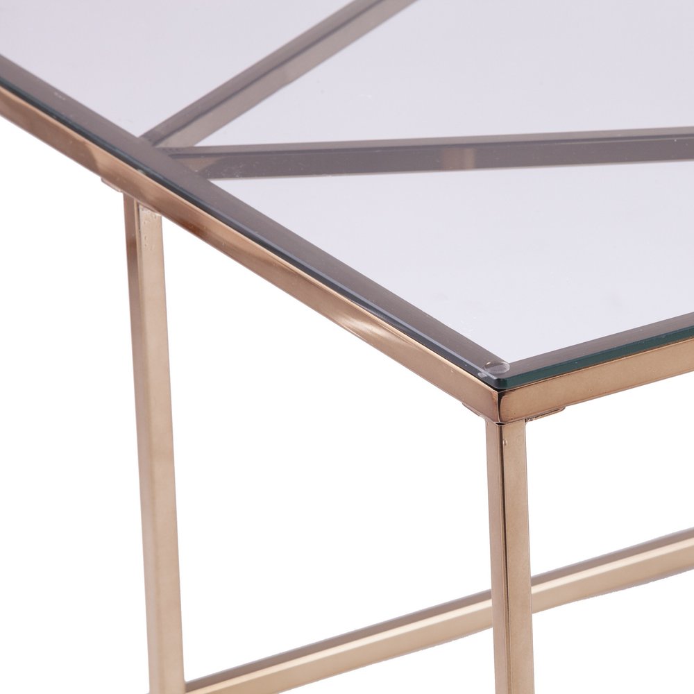 42" Clear and Champagne Glass and Metal Coffee Table HomeRoots