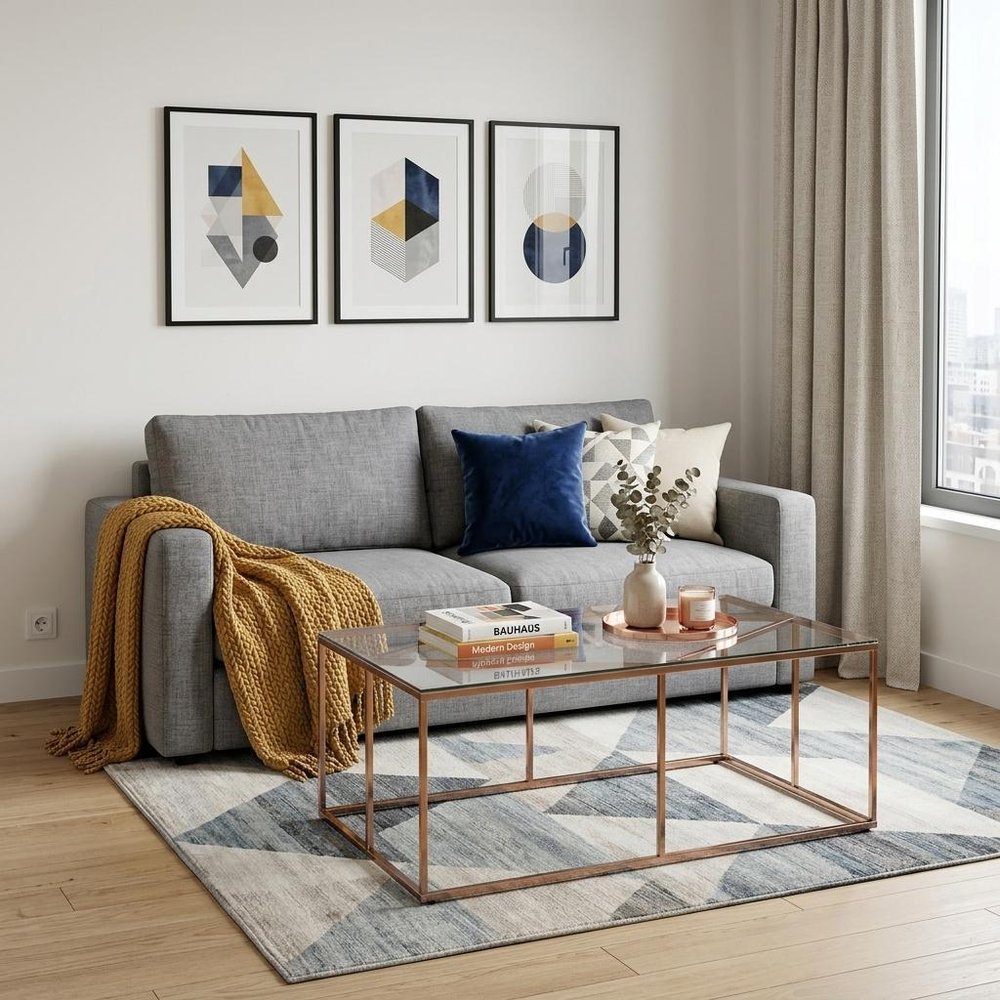 42" Clear and Champagne Glass and Metal Coffee Table HomeRoots