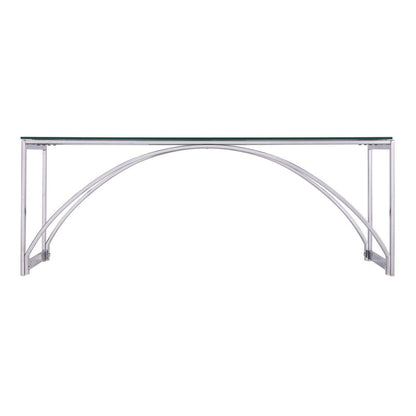 48" Chrome Glass And Metal Rectangular Coffee Table HomeRoots