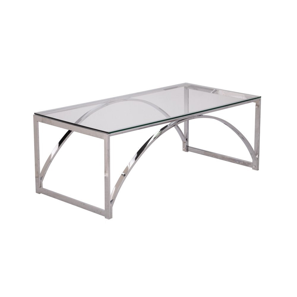 48" Chrome Glass And Metal Rectangular Coffee Table HomeRoots