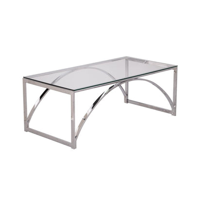 48" Chrome Glass And Metal Rectangular Coffee Table HomeRoots