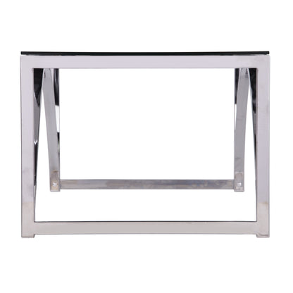 48" Chrome Glass And Metal Rectangular Coffee Table