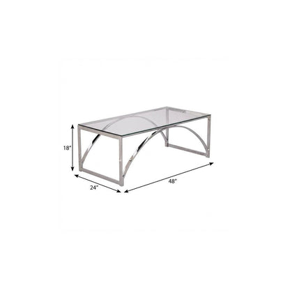 48" Chrome Glass And Metal Rectangular Coffee Table HomeRoots