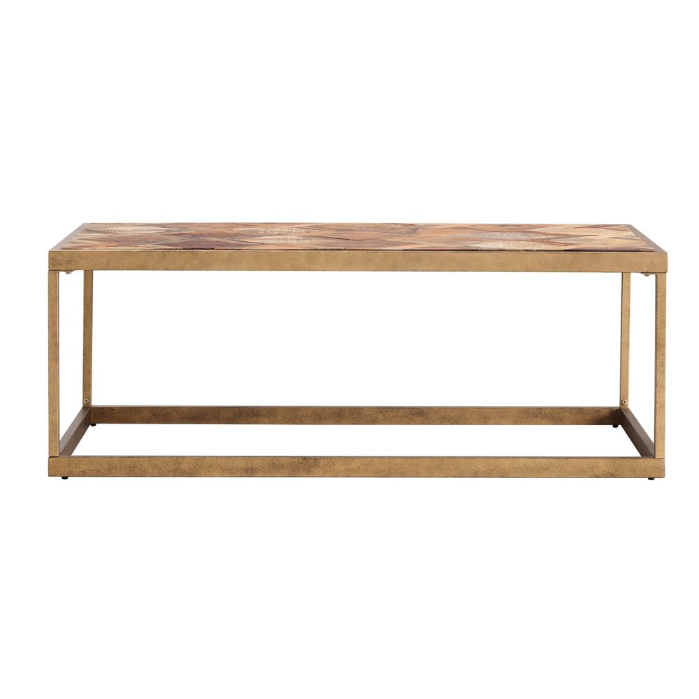 48" Natural And Natural Brown Solid Wood And Metal Rectangular Coffee Table HomeRoots