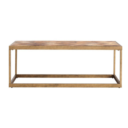 48" Natural And Natural Brown Solid Wood And Metal Rectangular Coffee Table HomeRoots
