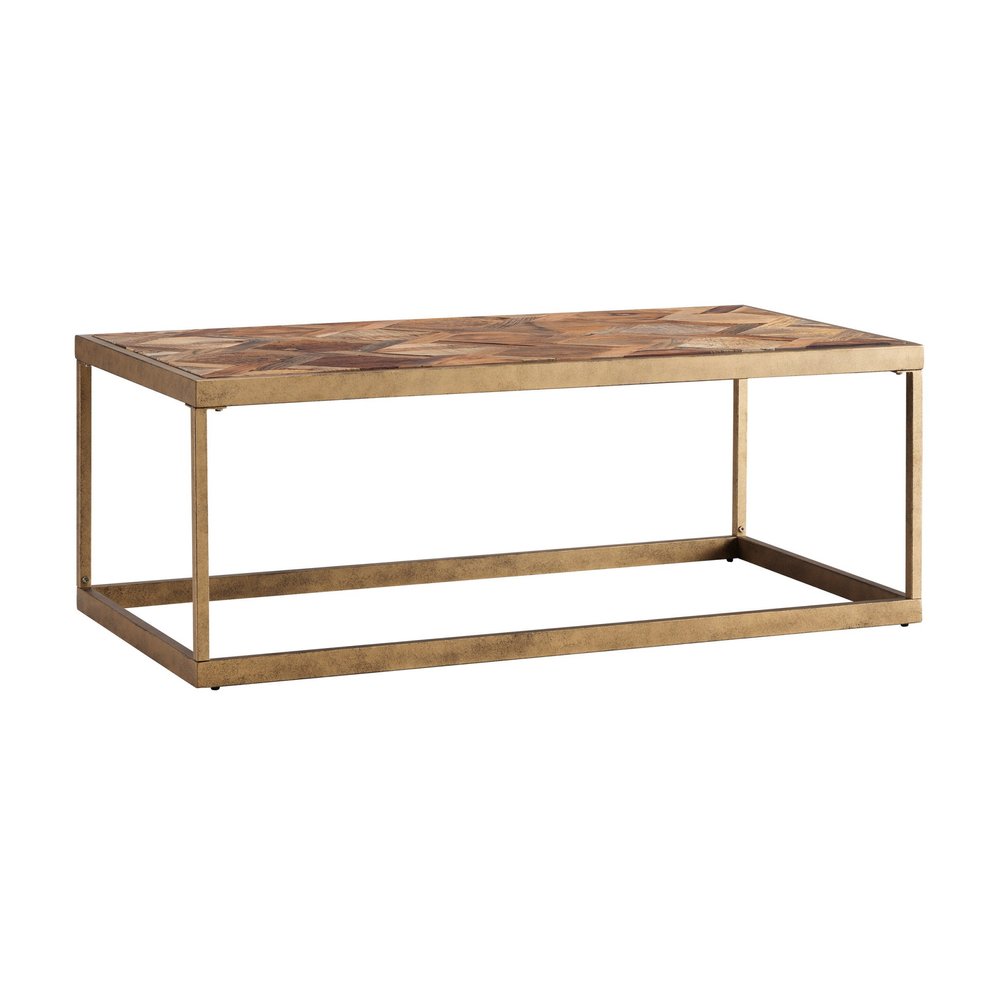 48" Natural And Natural Brown Solid Wood And Metal Rectangular Coffee Table HomeRoots