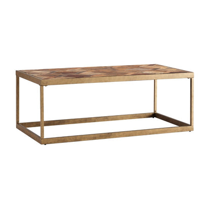 48" Natural And Natural Brown Solid Wood And Metal Rectangular Coffee Table HomeRoots